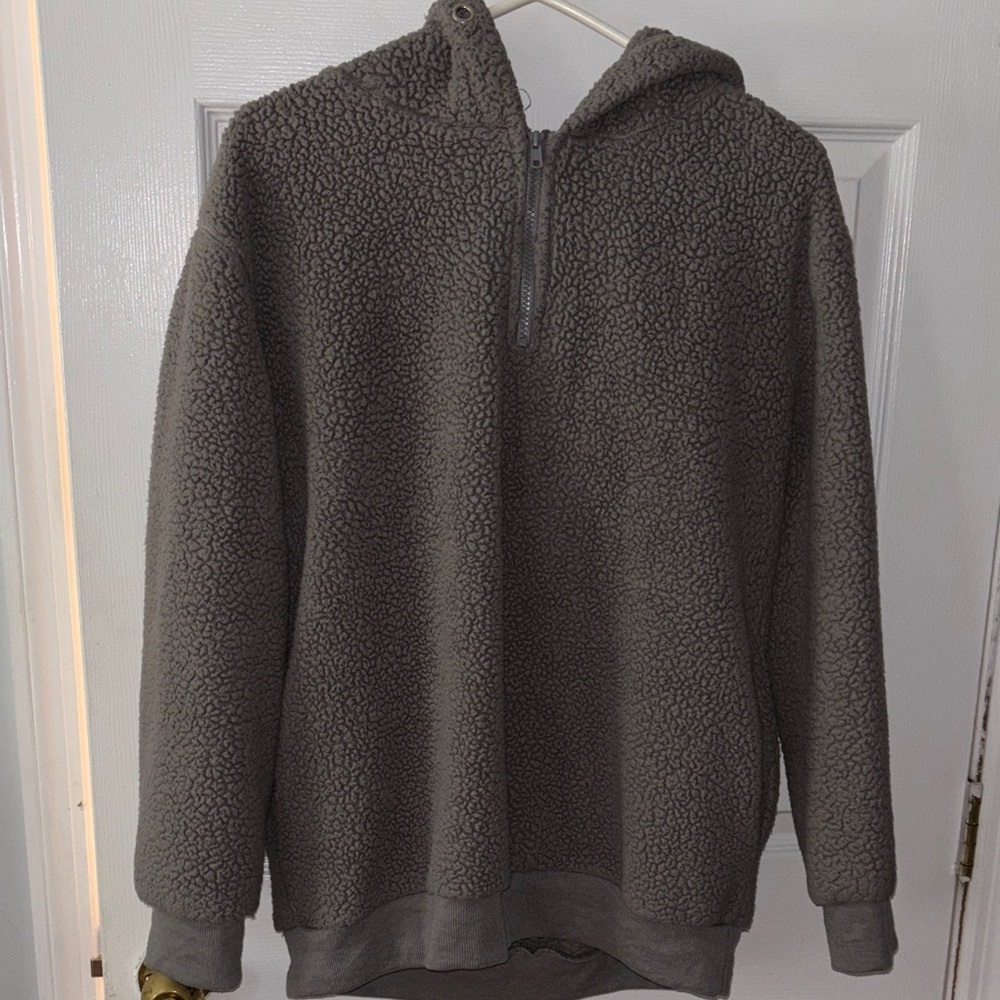Womens Gray Sherpa Hoodie